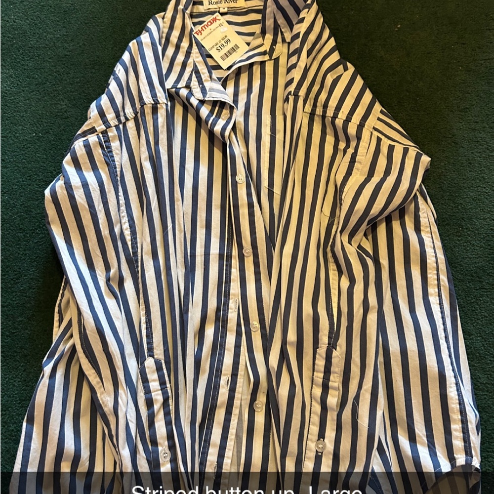 Ralph Lauren Navy and White Striped Casual Shirt